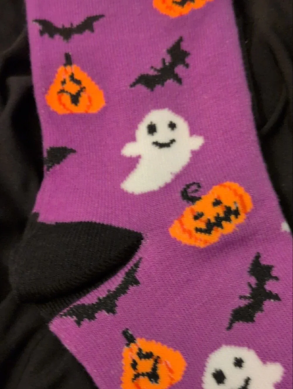 Halloween  Socks - Purple Ghost & Pumpkin Design